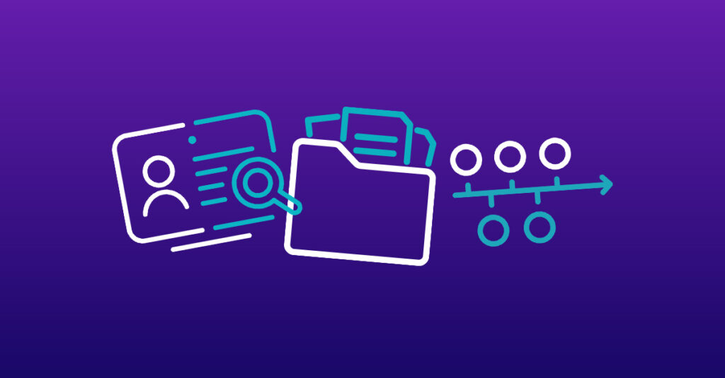 AI for Legal case strategy featured image for Opus 2 blog icons on purple